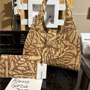 Brahmin Gold and Brown Shoulder Bag Set